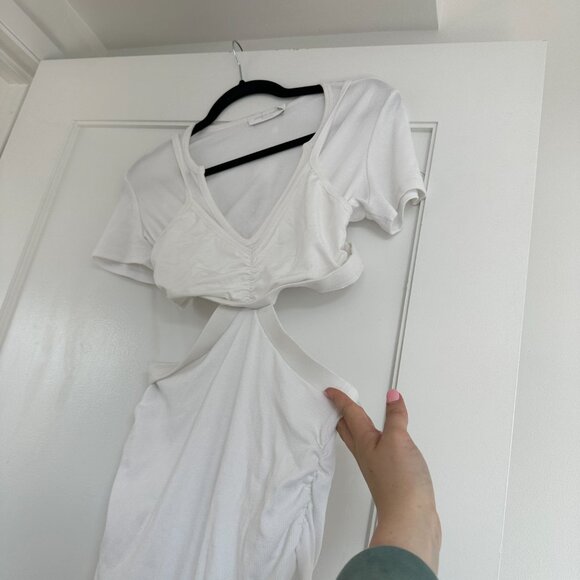 NWT Jonathan Simkhai Cailan Cut-out Mini Dress Stretch Rib Knit White Size Small - Picture 4 of 11